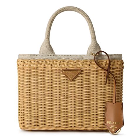 prada beach bag clear|Prada wicker tote bag.